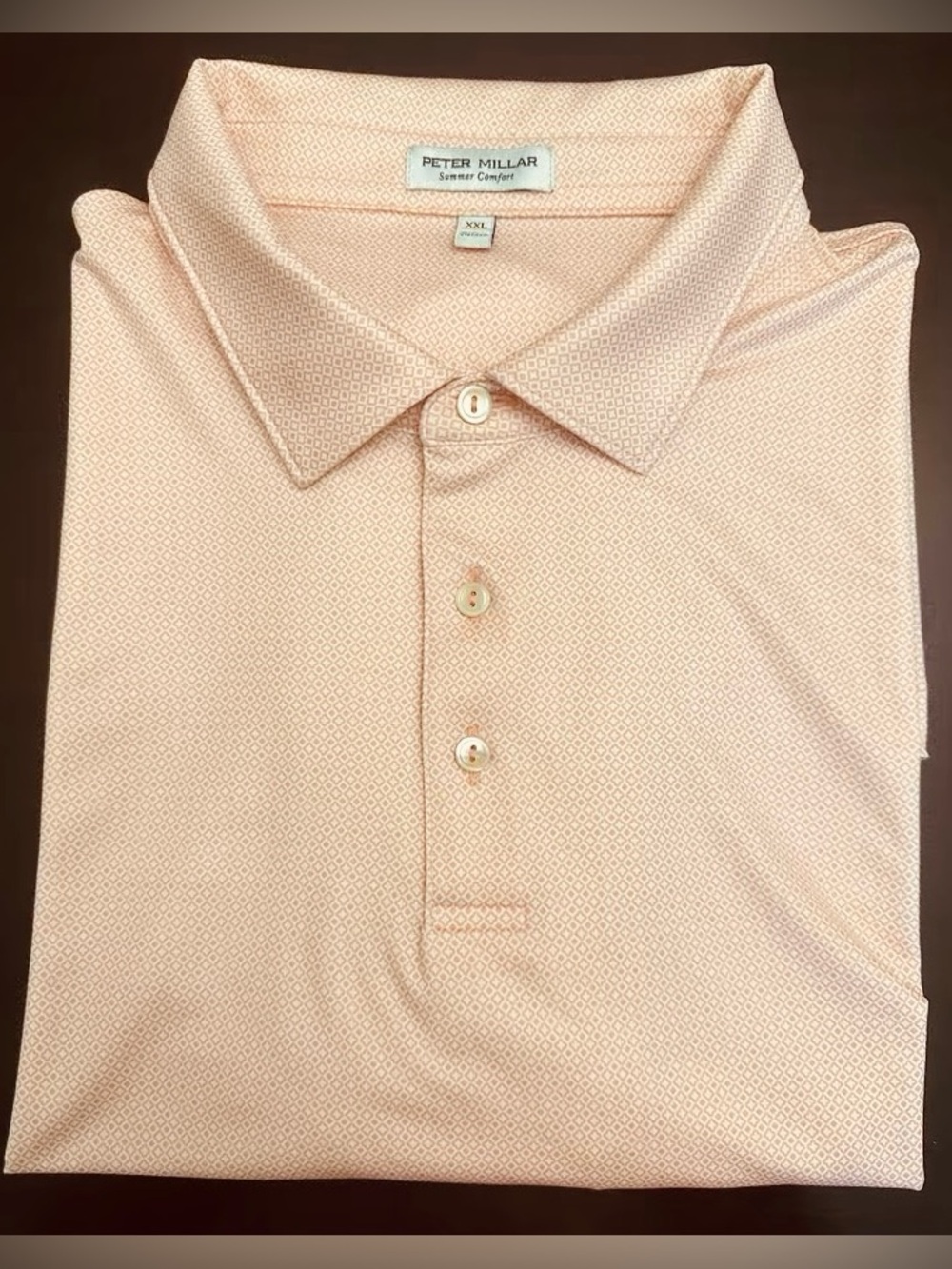 Peter Millar Summer Comfort Performance Polo XXL Orange Peach Geometric Premium